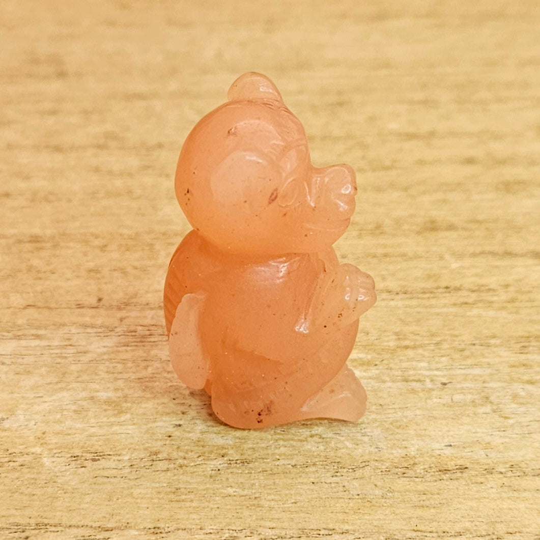 Peach Aventurine Monkey Hand Carving.