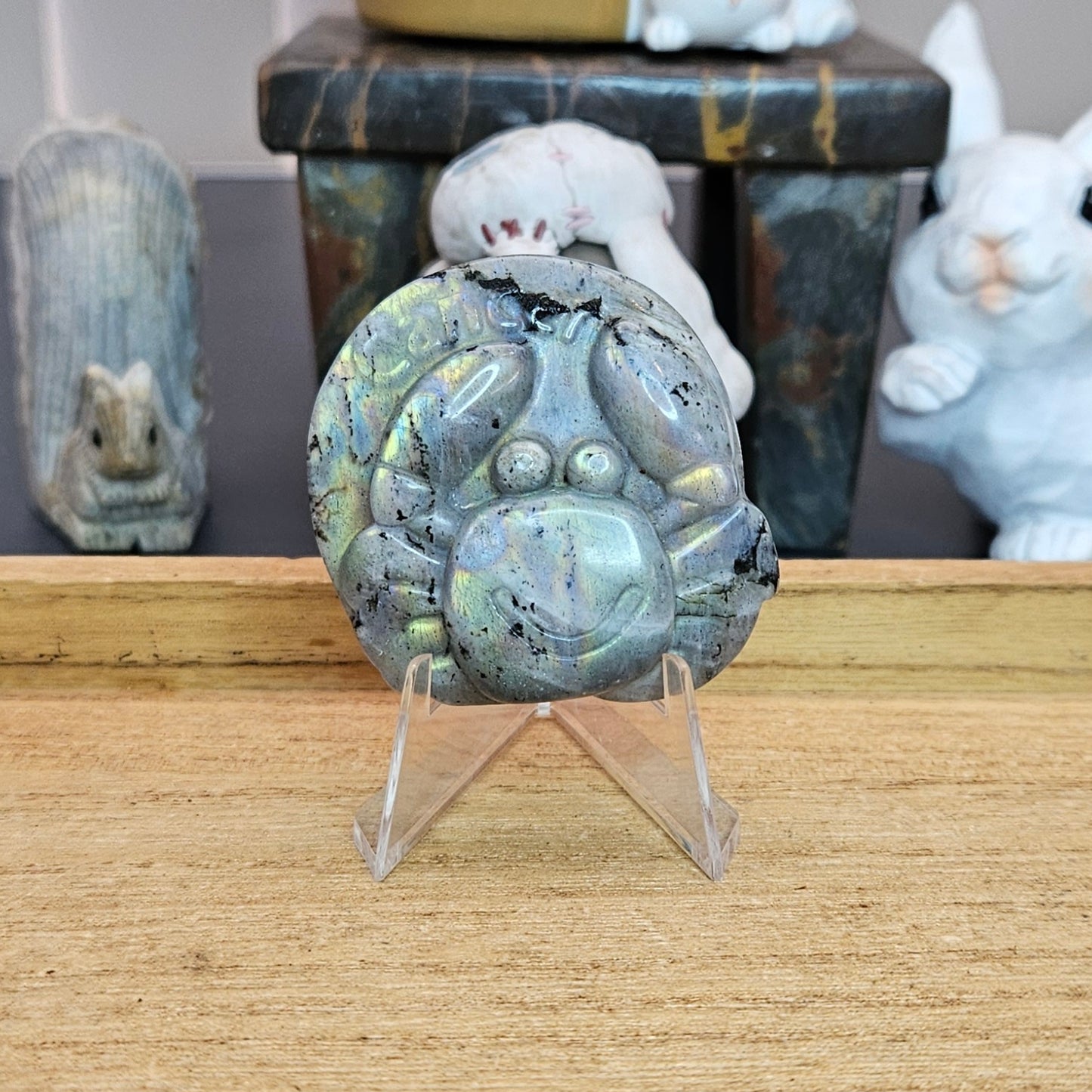 Sunset Labradorite Cancer Crab Flat Carving.