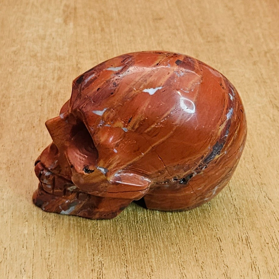 Red Jasper Skull Carving.