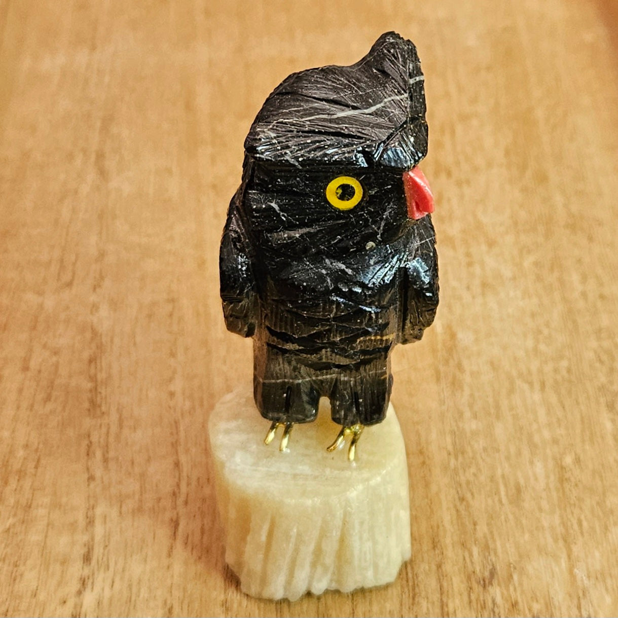 Black Marble Owl Carving.