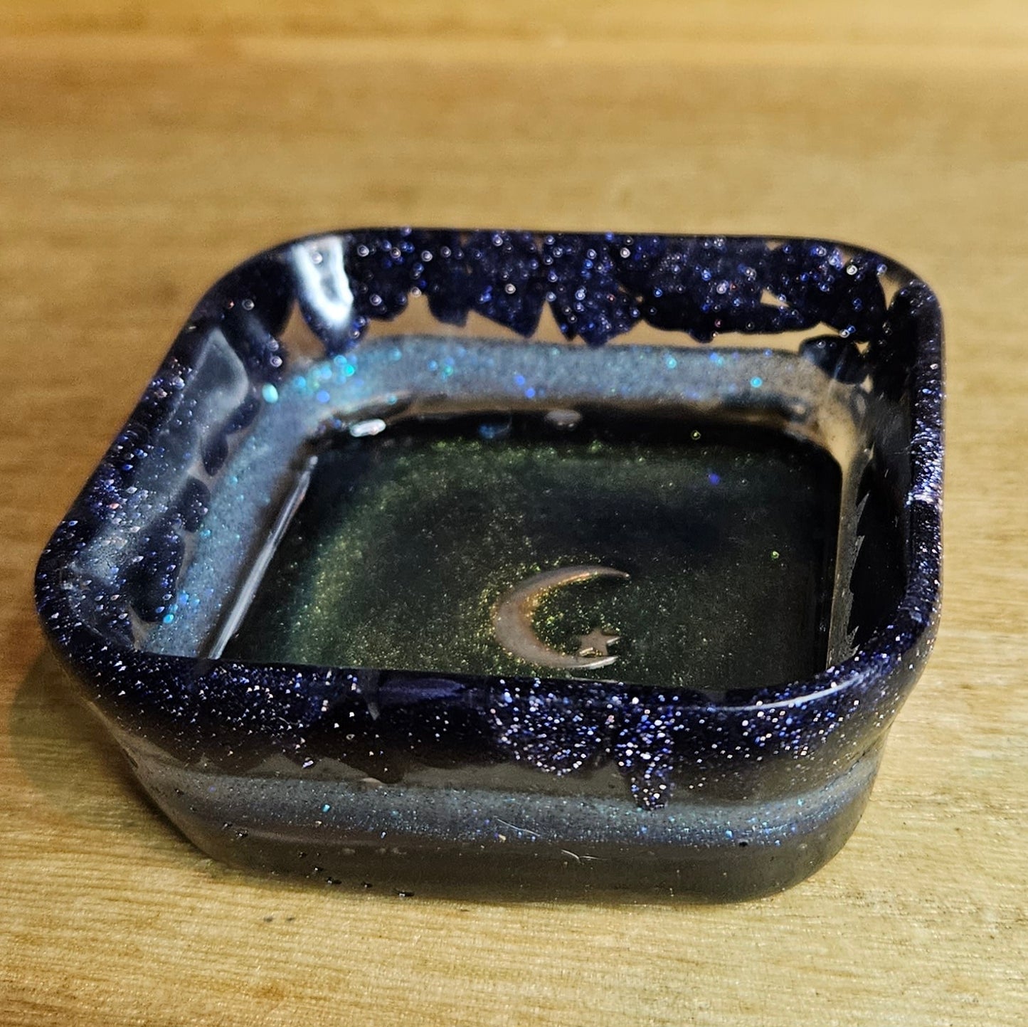 Blue Sandstone Crescent Moon and Star Trinket Dish.