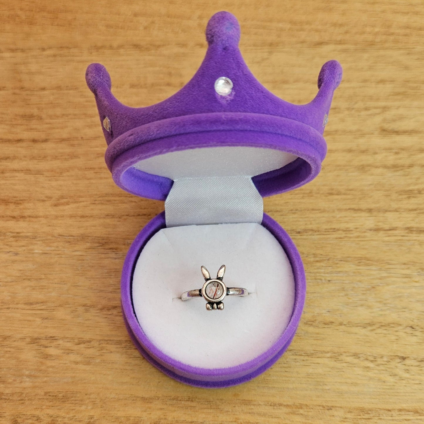 Red Rutilated Quartz Rabbit Adjustable Ring.