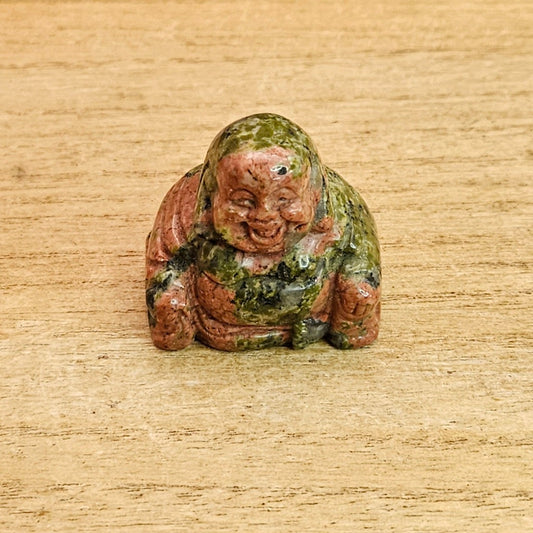Unakite Laughing Buddha Carving.