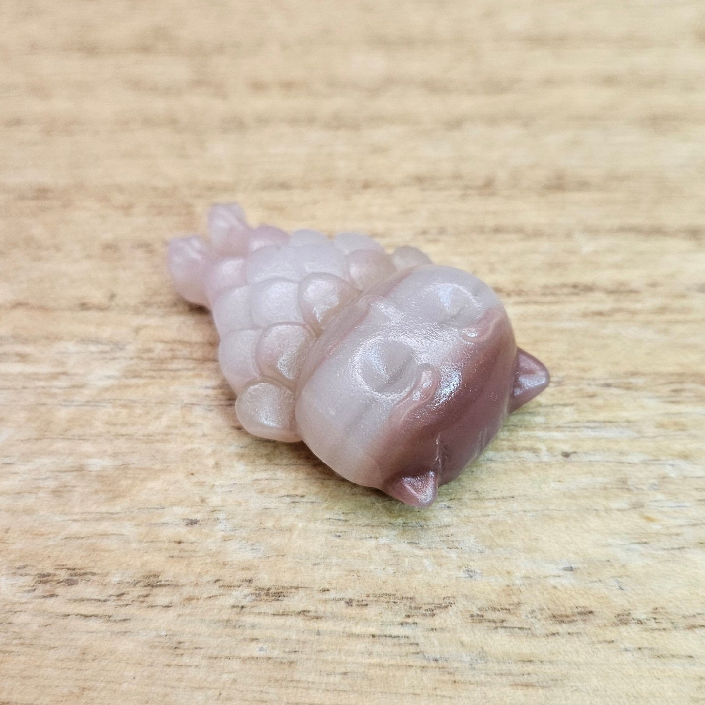 Pink Banded Onyx Owl Flat Carving.