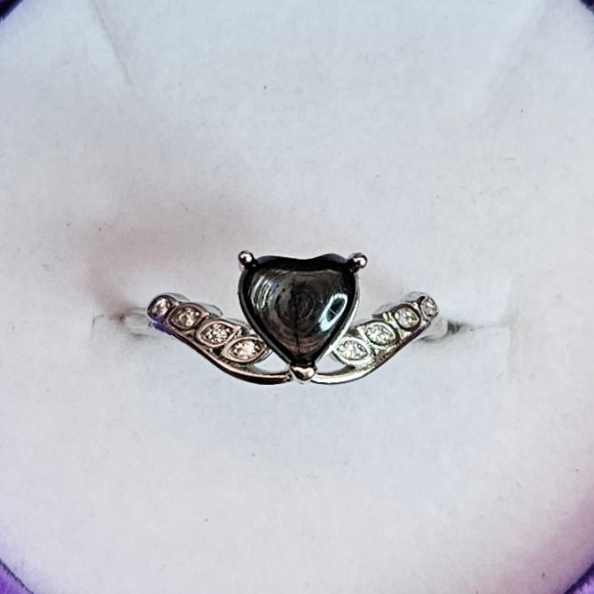 Hypersthene Heart Adjustable Ring.