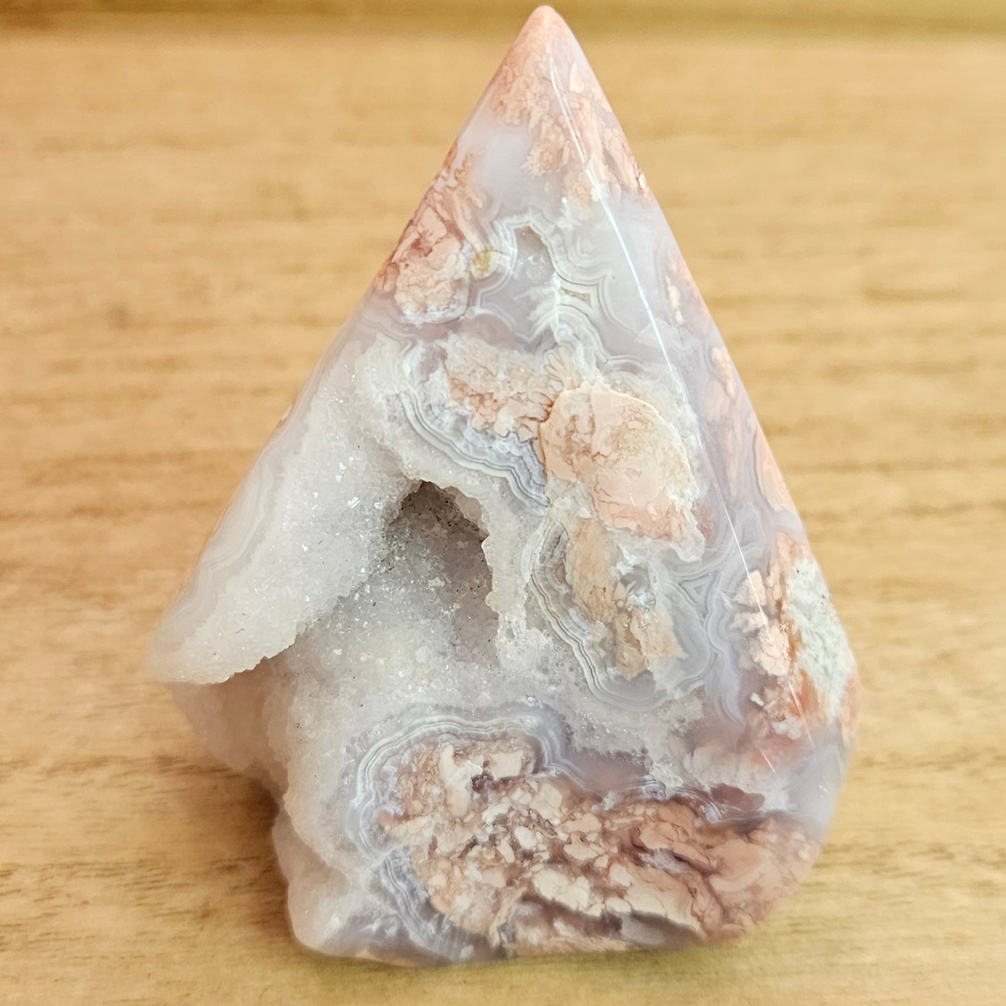 Pink Cotton Candy Agate Druzy Flame.