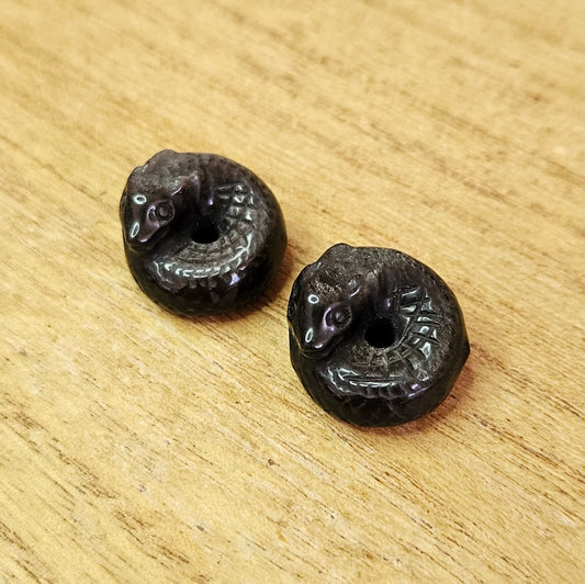 Miniature Silver Sheen Obsidian Dragon Carving.