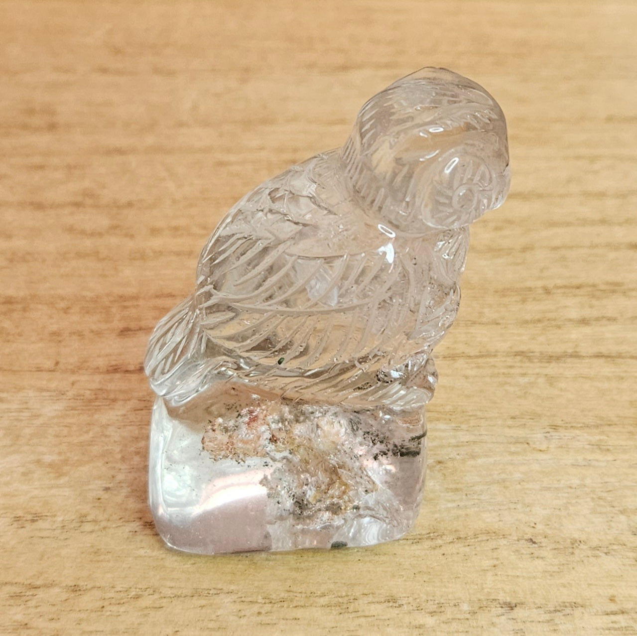 Garden Quartz Owl Hand Carving.