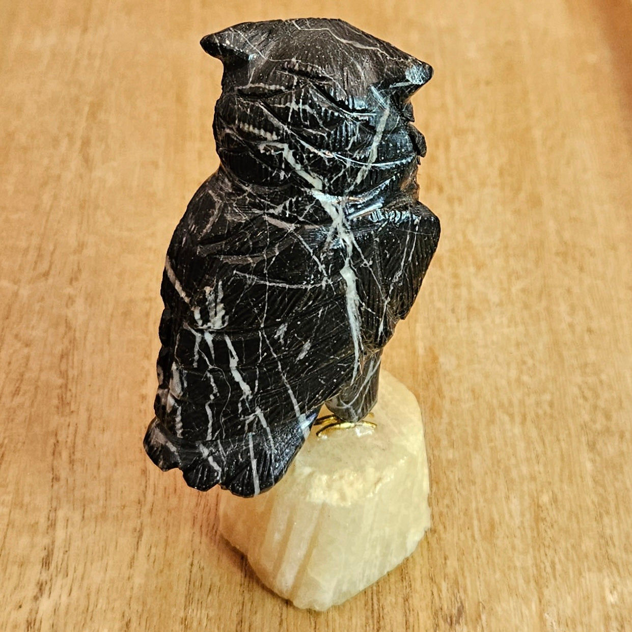 Black Marble Owl Carving.