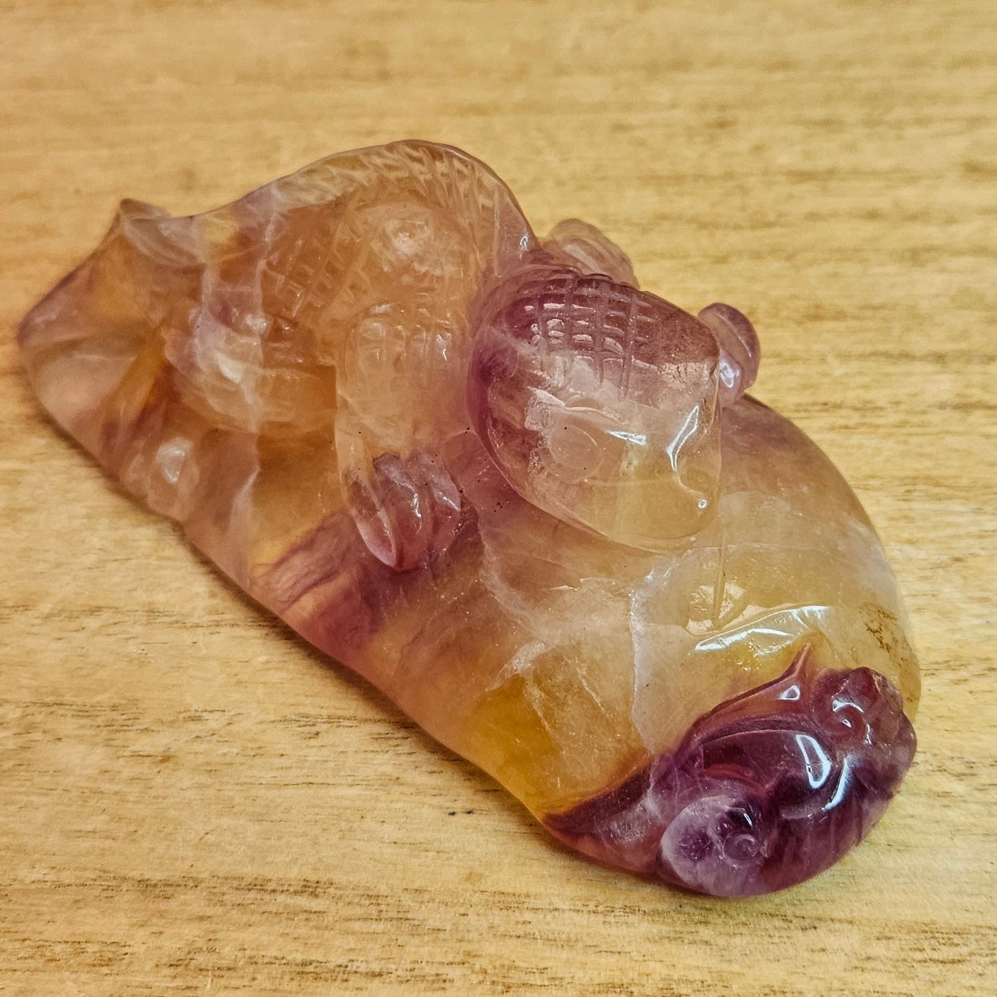 Candy Fluorite Lizard Carving.