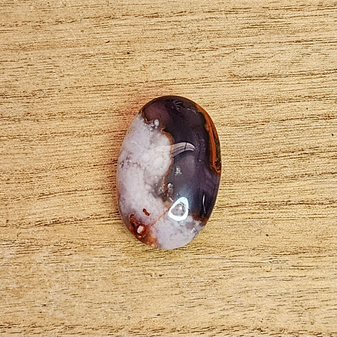 Black Flower Agate Palmstone.