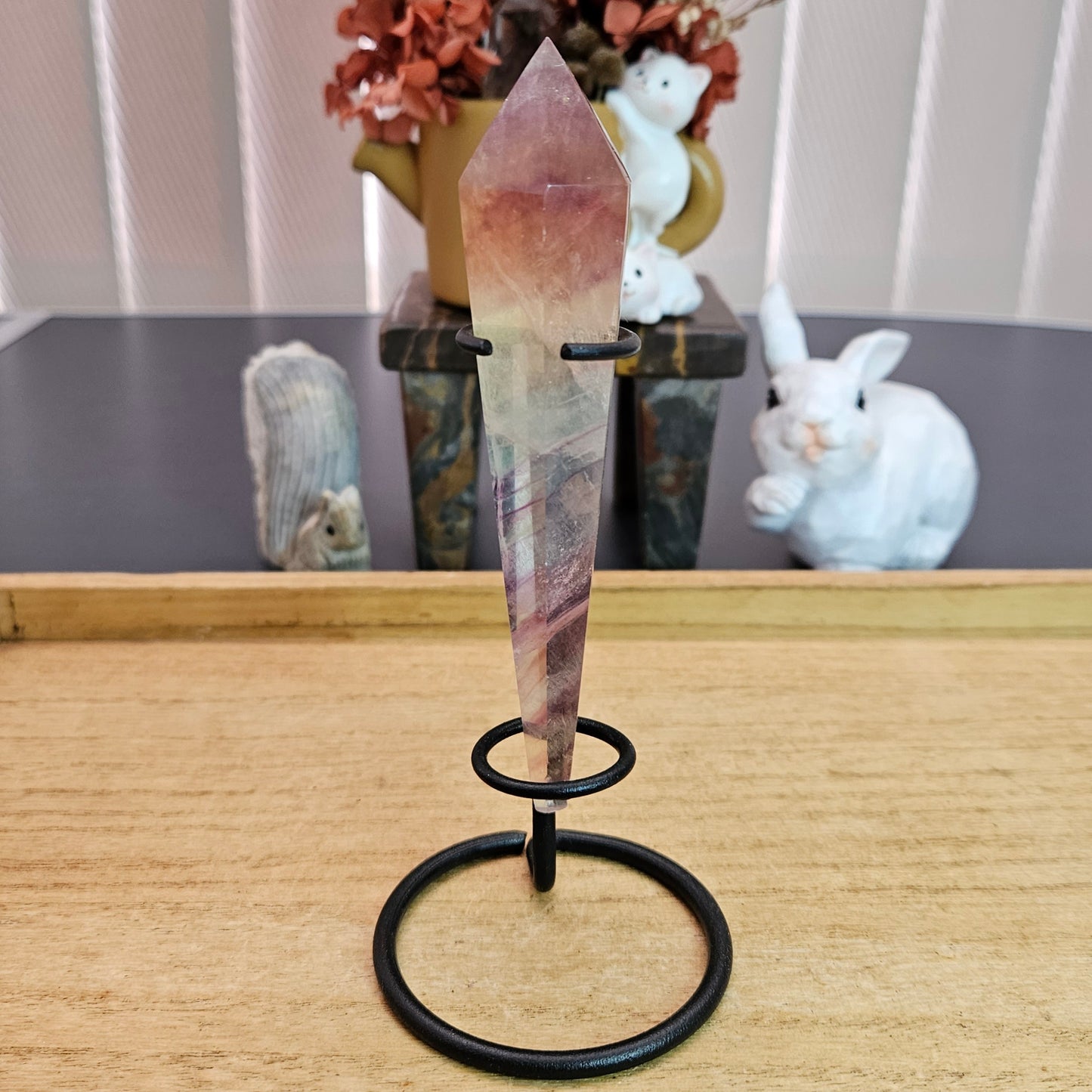 Rainbow Fluorite Wand & Stand.