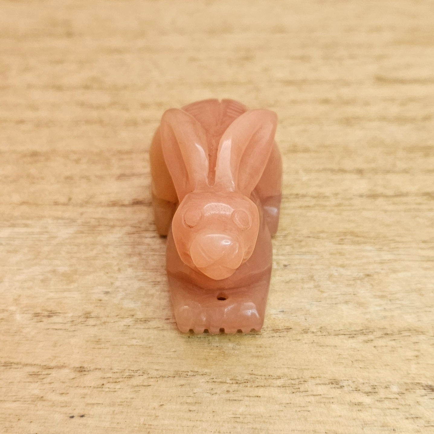 Peach Aventurine Rabbit Hand Carving.