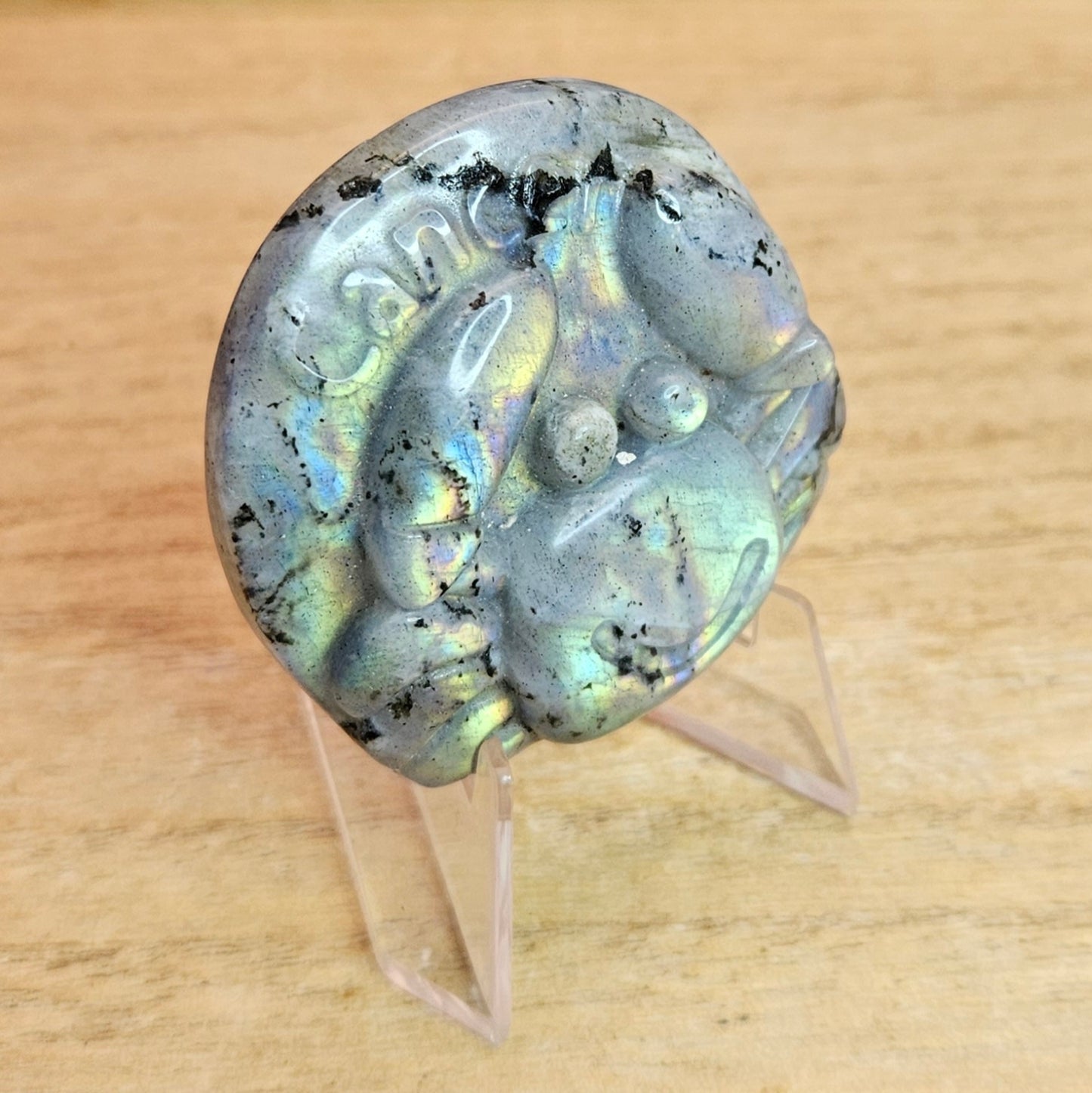 Sunset Labradorite Cancer Crab Flat Carving.