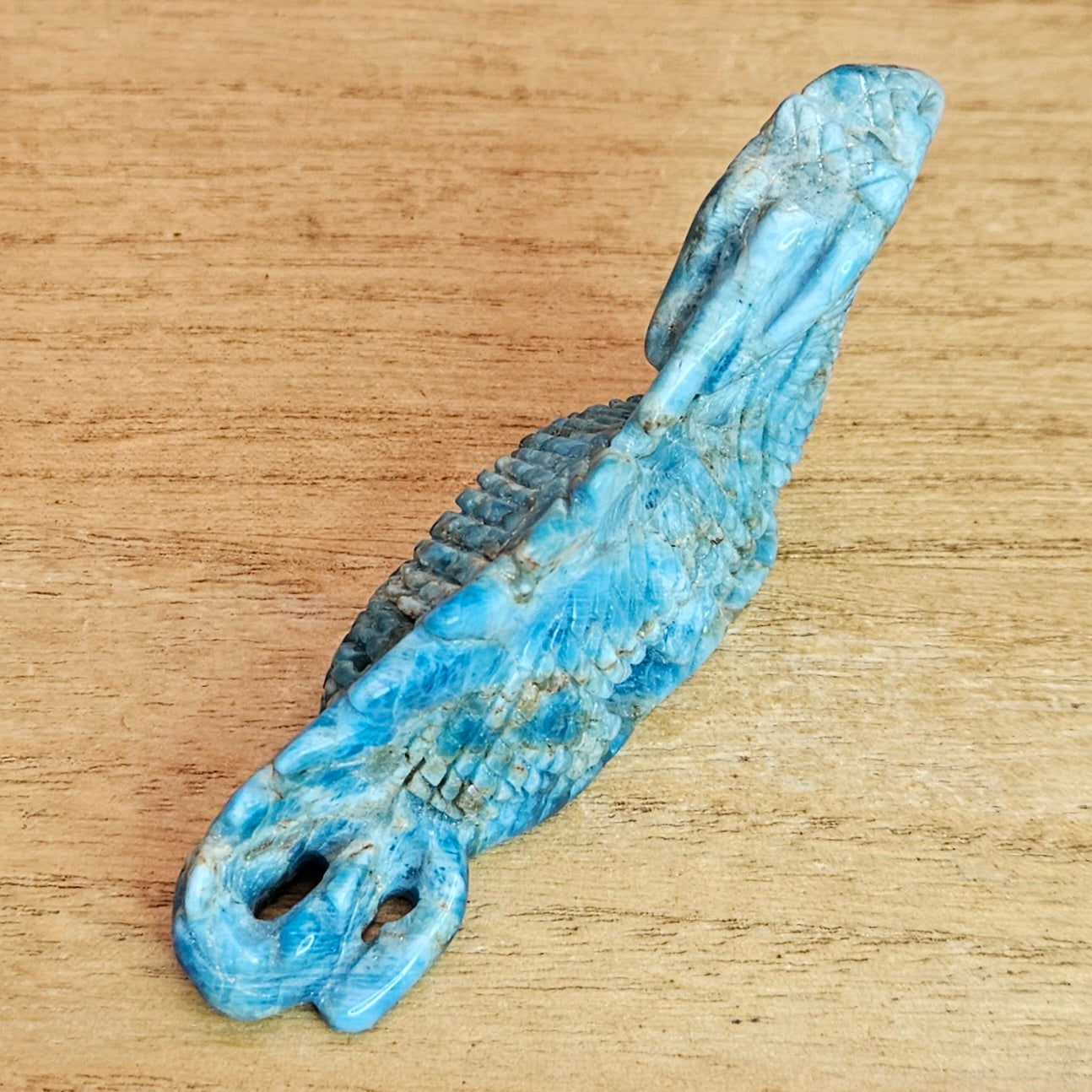 Blue Apitite Dragon Hand Carving.
