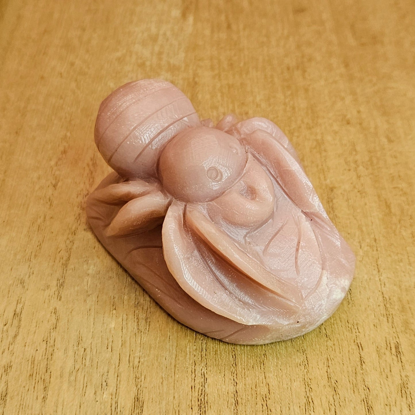 Pink Opal Spider Hand Carving.