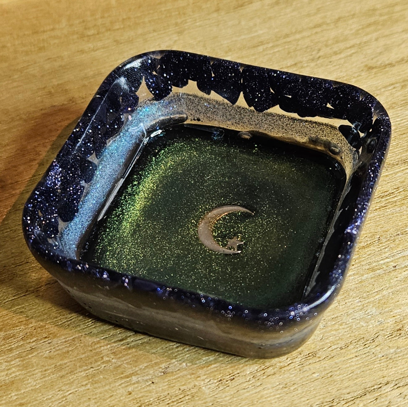 Blue Sandstone Crescent Moon and Star Trinket Dish.