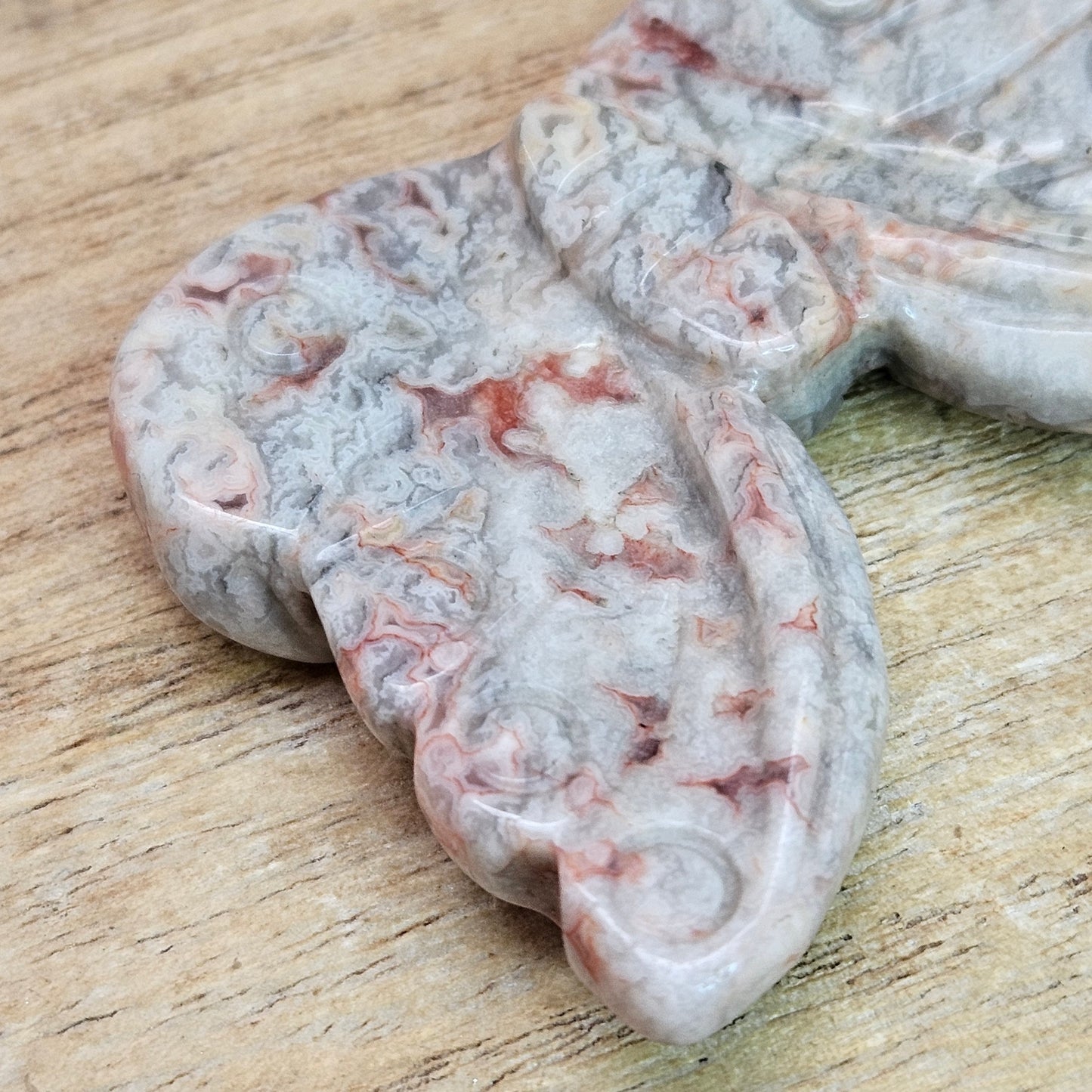 Crazy Lace Agate Butterfly Carving.