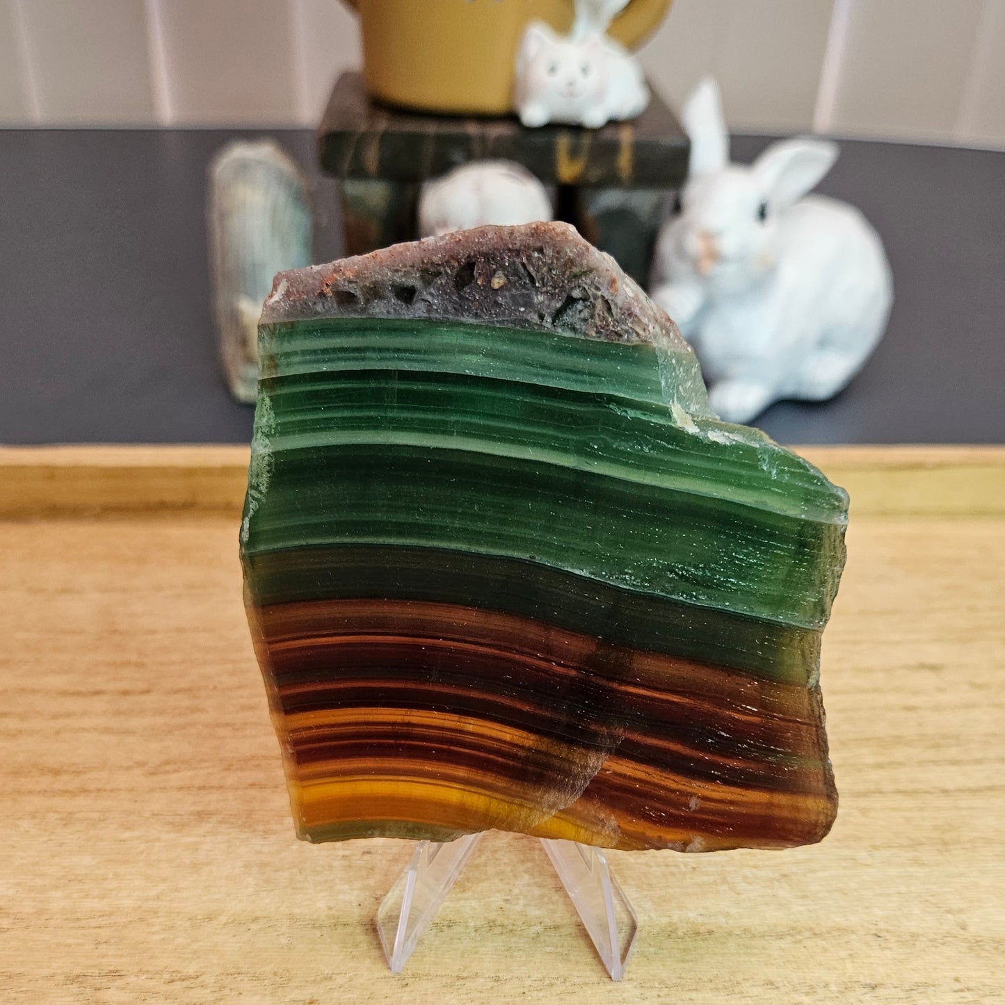 Banded Rainbow Fluorite Slab.