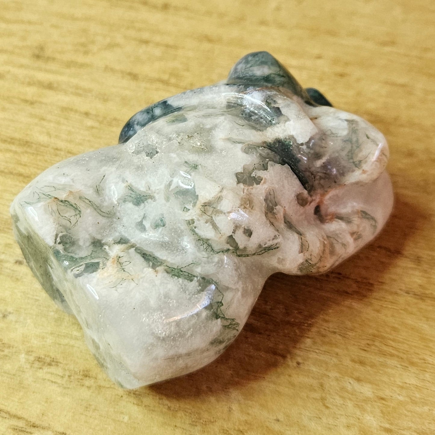 Moss Agate Pregnant Lady Body Carving