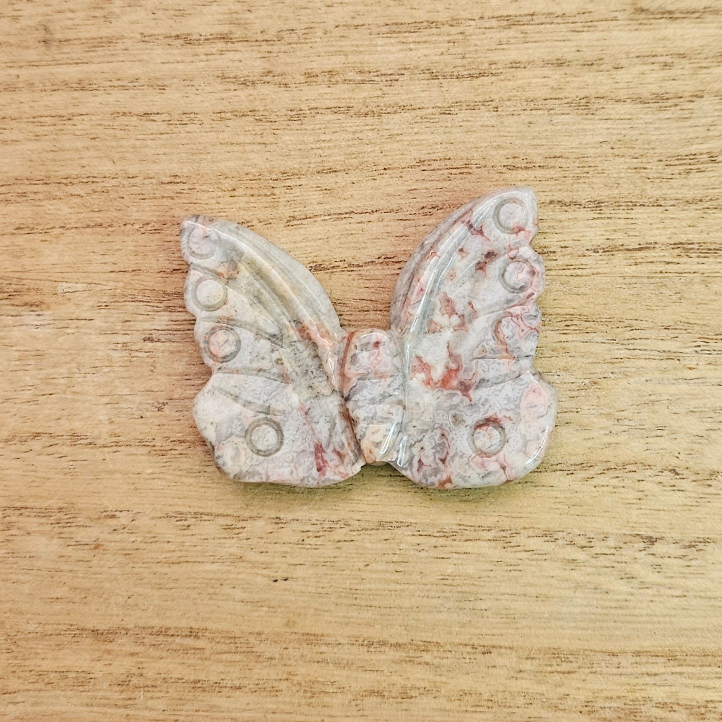 Crazy Lace Agate Butterfly Carving.