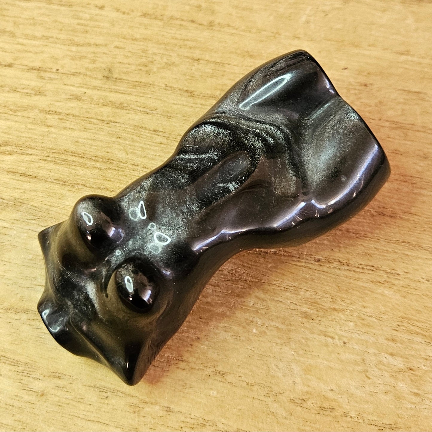 Silver Sheen Obsidian Lady Body Carving.