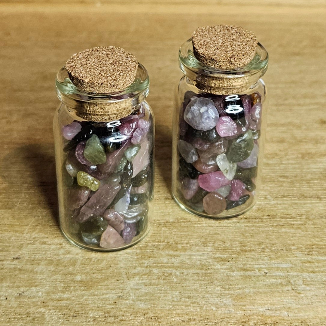 Rainbow Tourmaline Crystal Chip Jar.