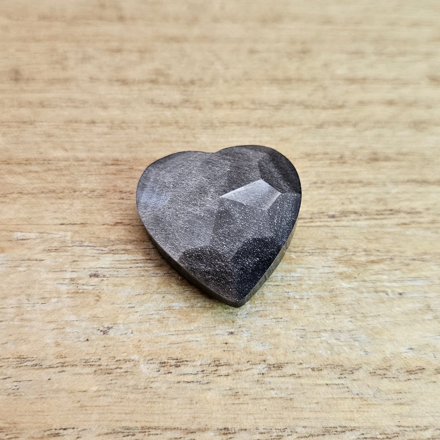Silver Sheen Obsidian Faceted Heart Carving.