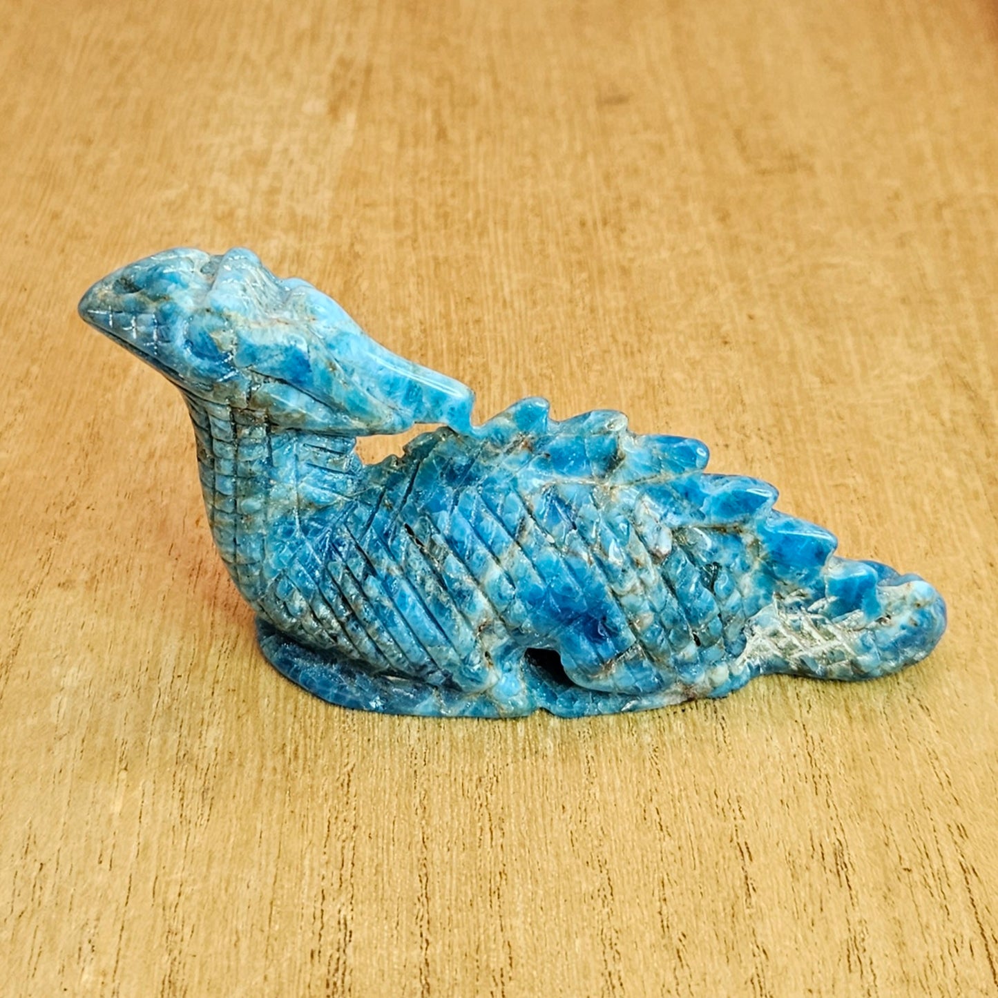 Blue Apitite Dragon Hand Carving.
