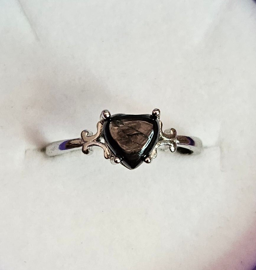 Hypersthene Heart Adjustable Ring.