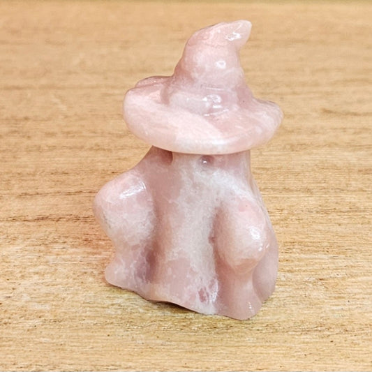 Pink Opal Witch Ghost Carving.