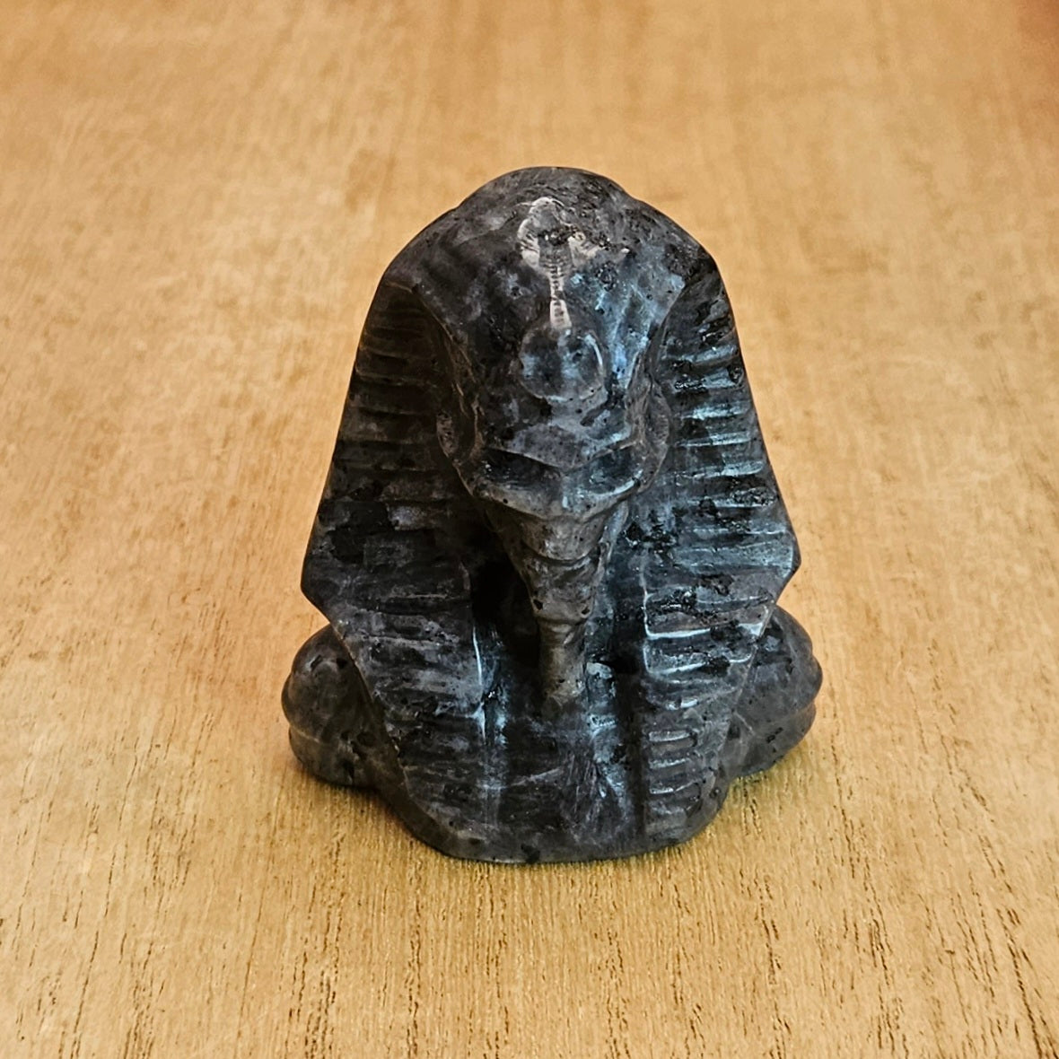 Larvikite Skull Pharaoh Carving.