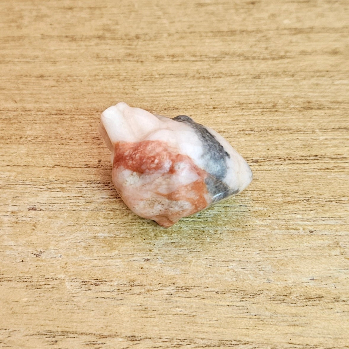 Pink Zebra Jasper Anatomical Heart Carving.