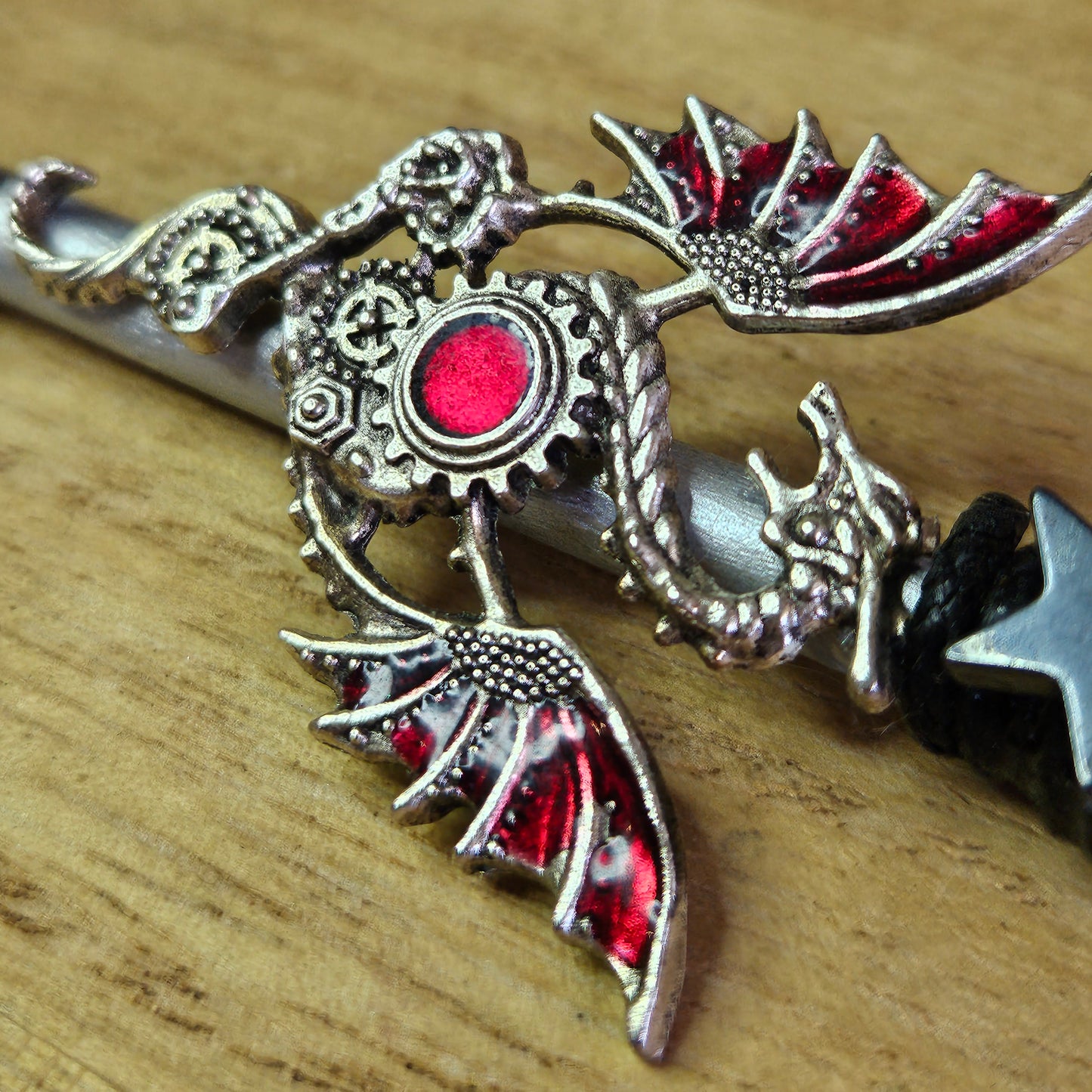 Silver Dragon Star Wand. Tiger's Eye.