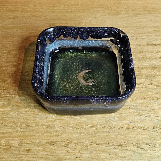 Blue Sandstone Crescent Moon and Star Trinket Dish.