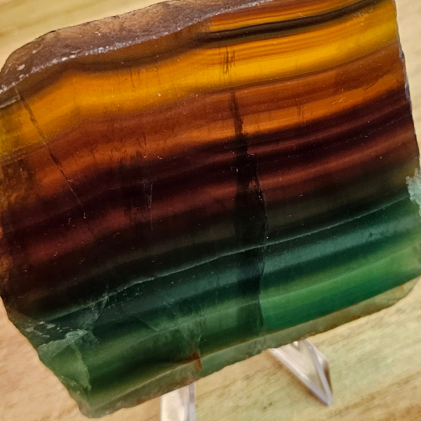 Banded Rainbow Fluorite Slab.