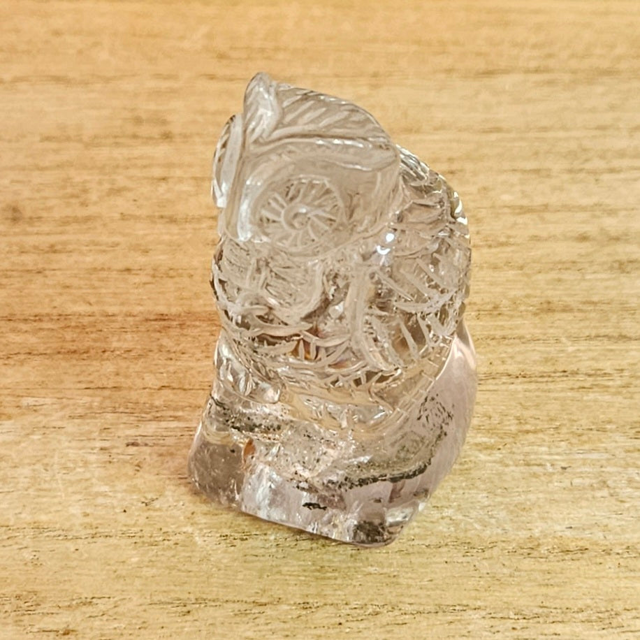 Garden Quartz Owl Hand Carving.