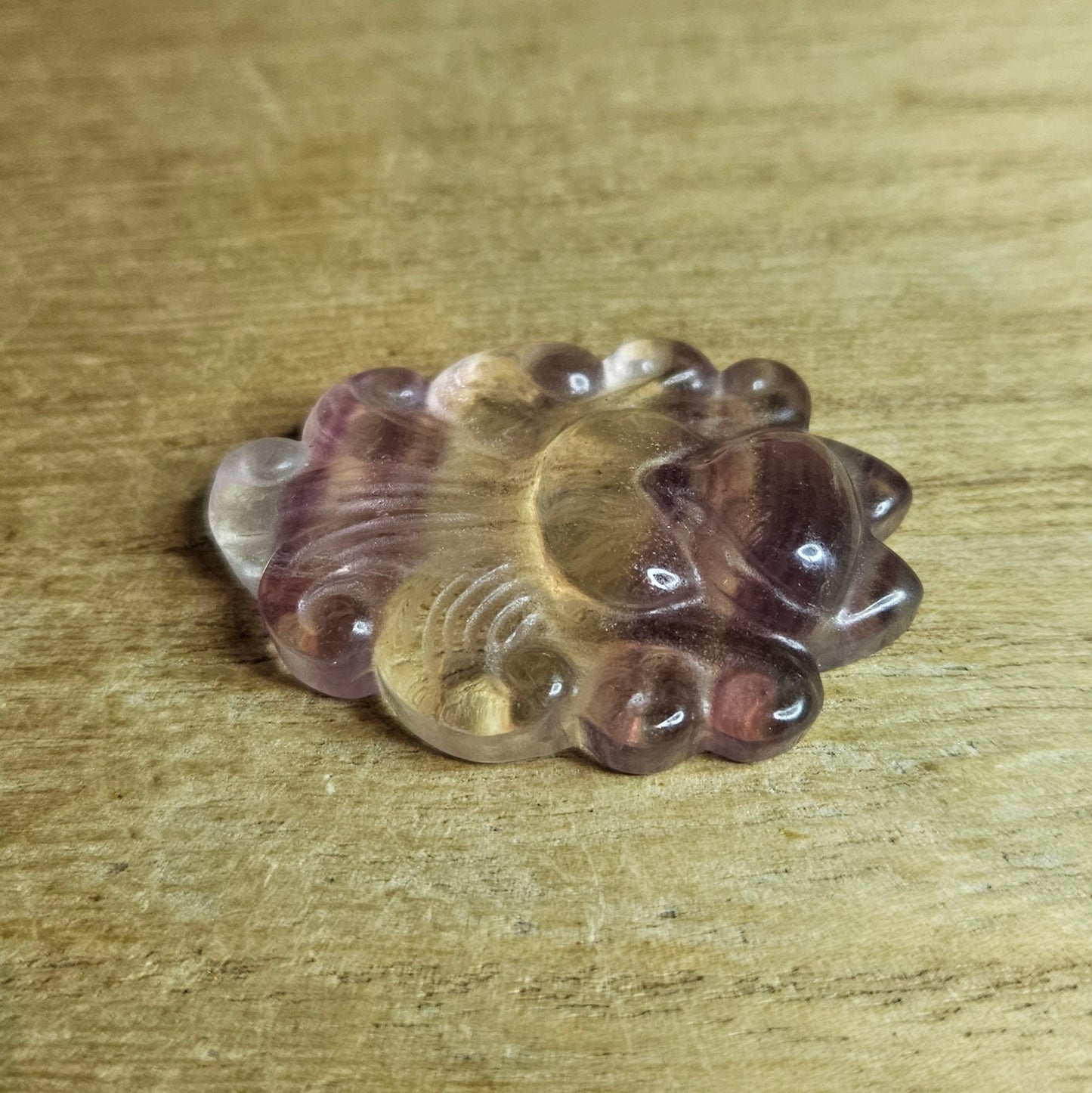 Candy Fluorite Ninetail Fox Flat Carving.