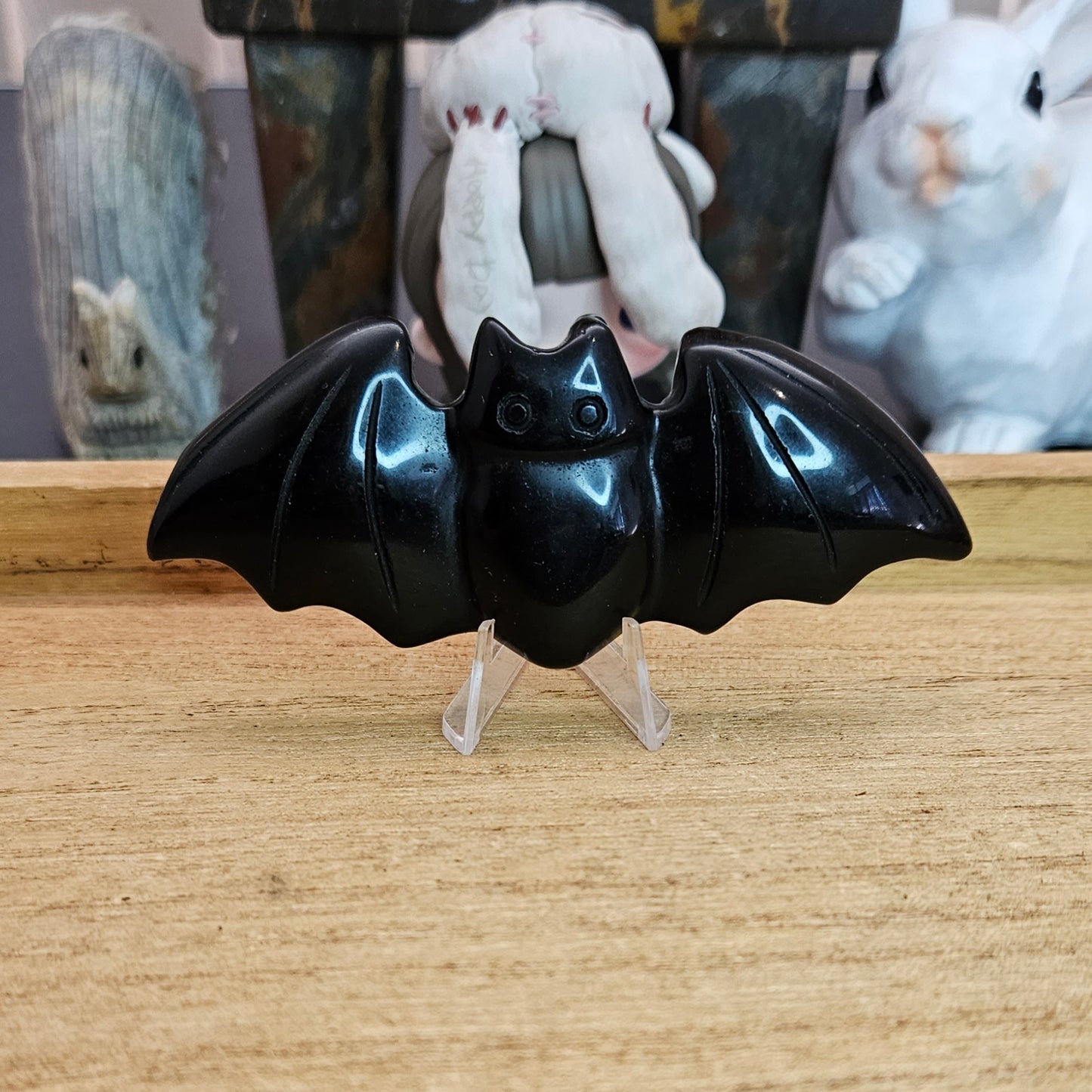 Obsidian Bat Flat Carving.
