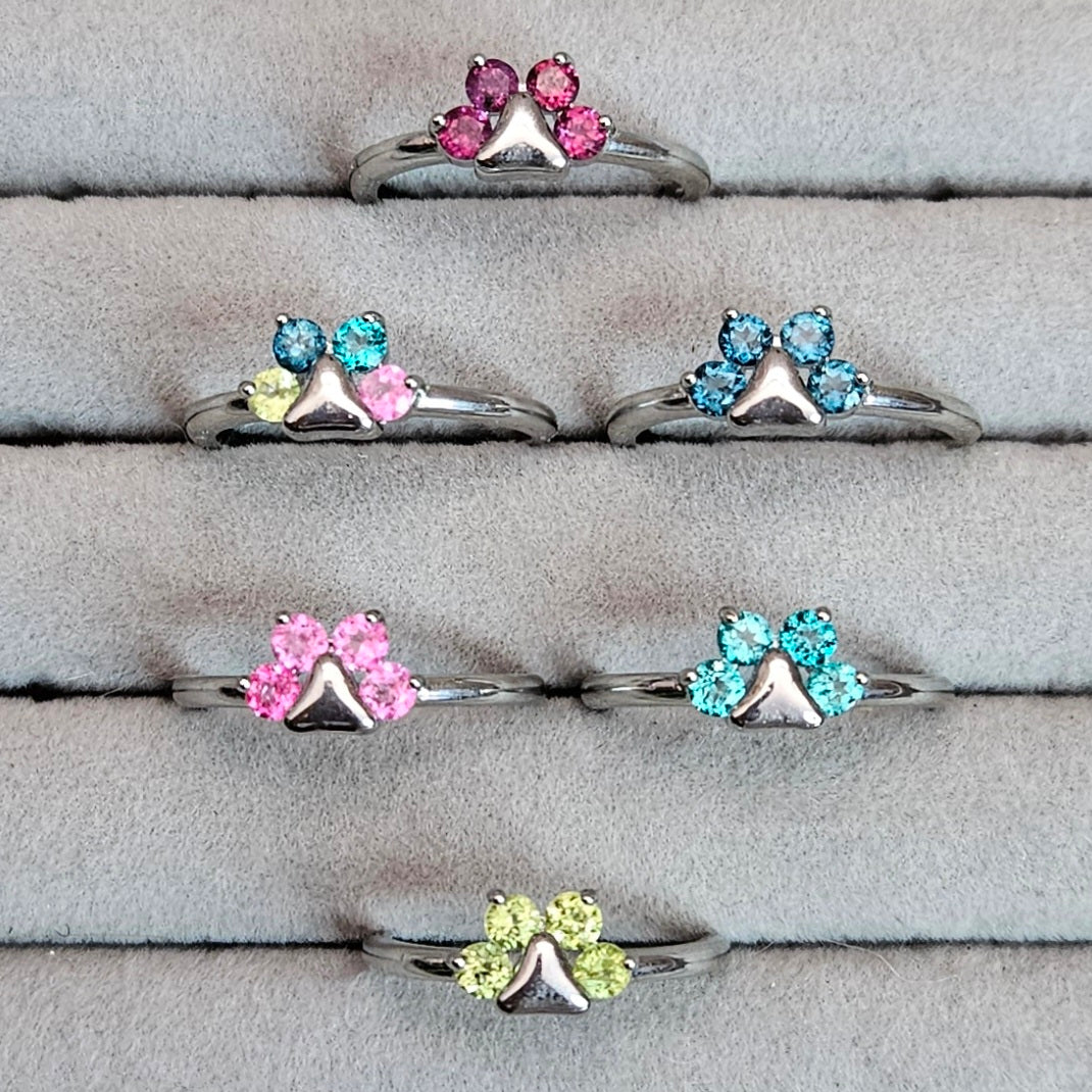 Cubic Zircon Paw Adjustable Ring.