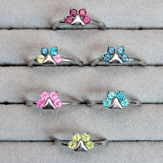Cubic Zircon Paw Adjustable Ring.