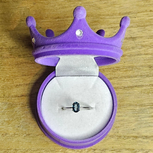 Blue Topaz Silver Band Adjustable Ring.