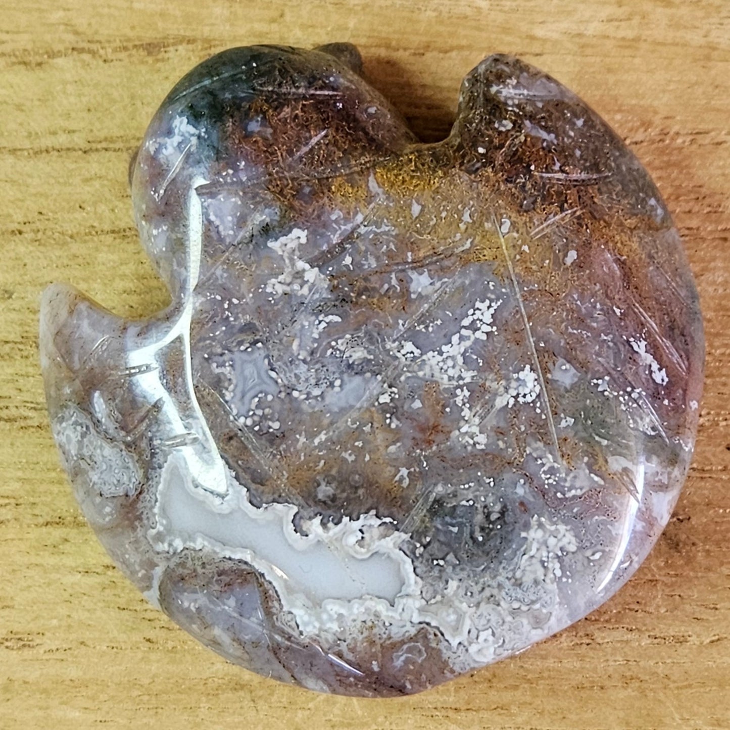 Moss Agate Owl Carving.