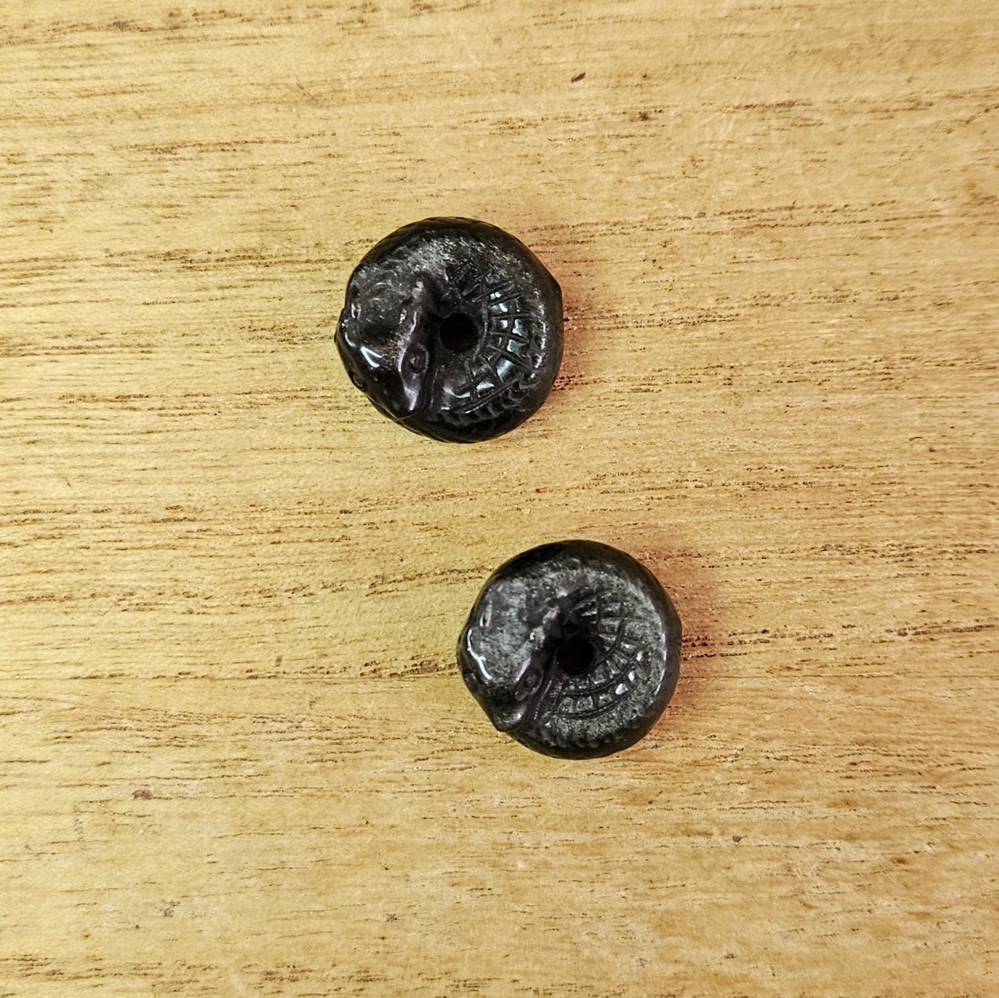 Miniature Silver Sheen Obsidian Dragon Carving.