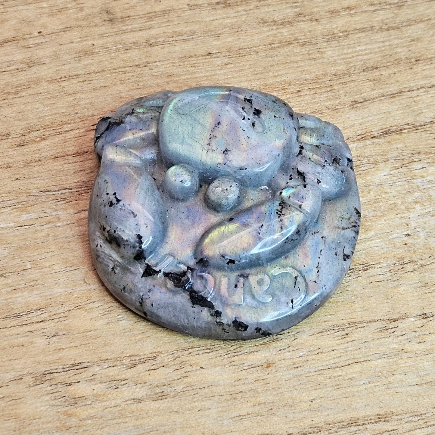 Sunset Labradorite Cancer Crab Flat Carving.