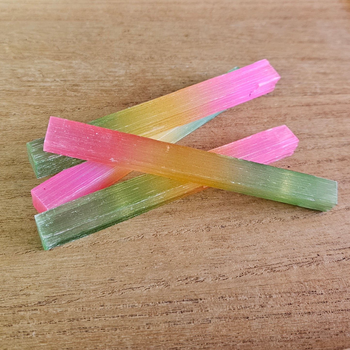 Rainbow Dyed Selenite Stick.