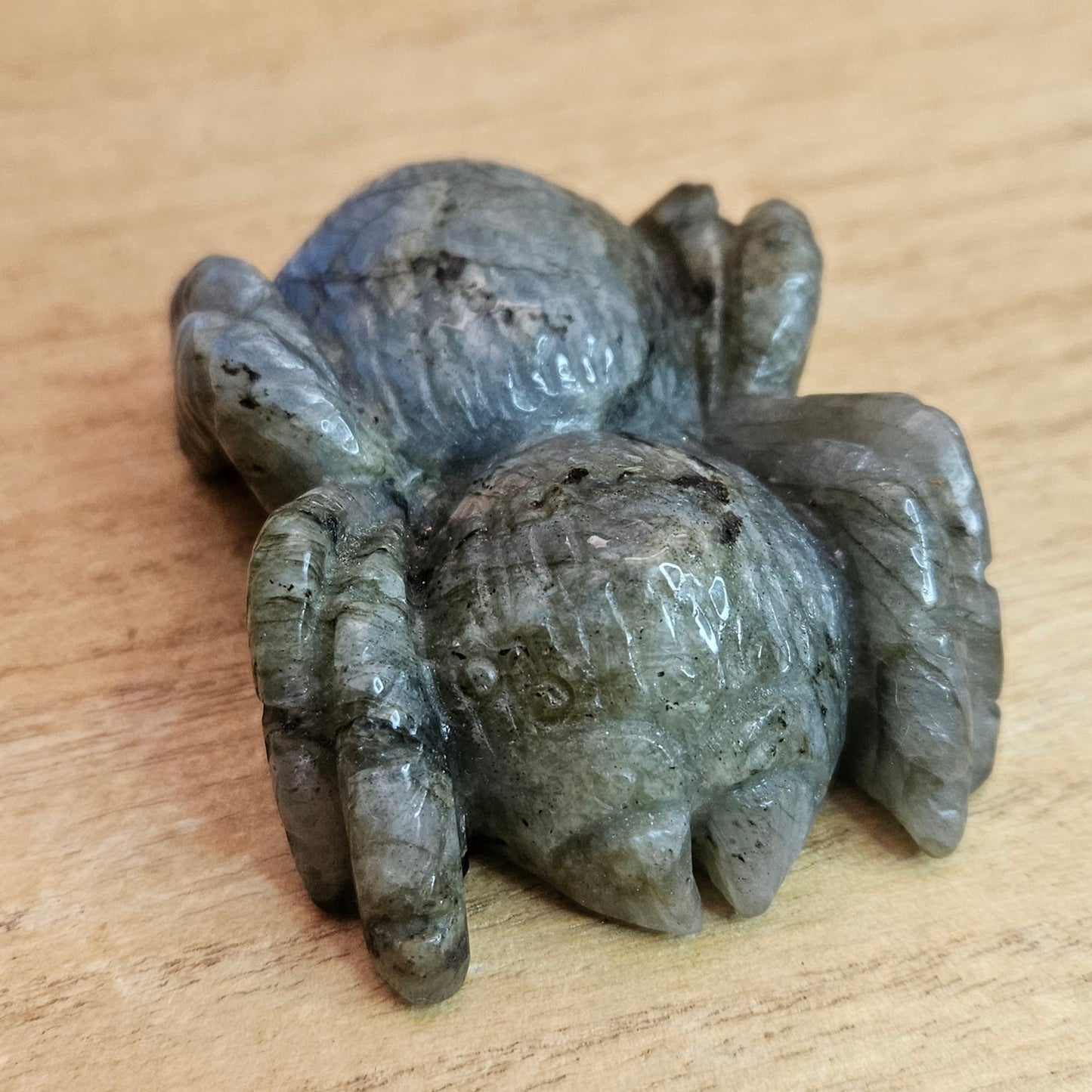 Labradorite Spider Carving.