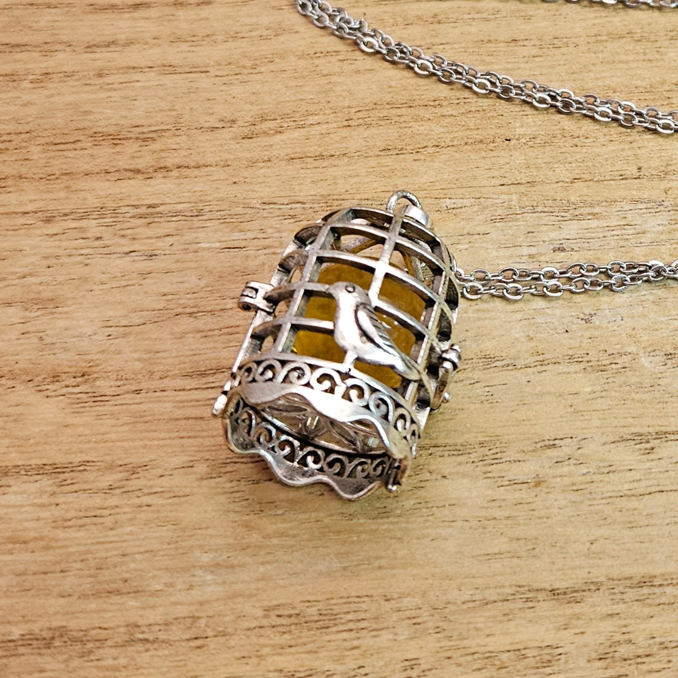 Bird Cage Necklace & Fluorite Sphere.