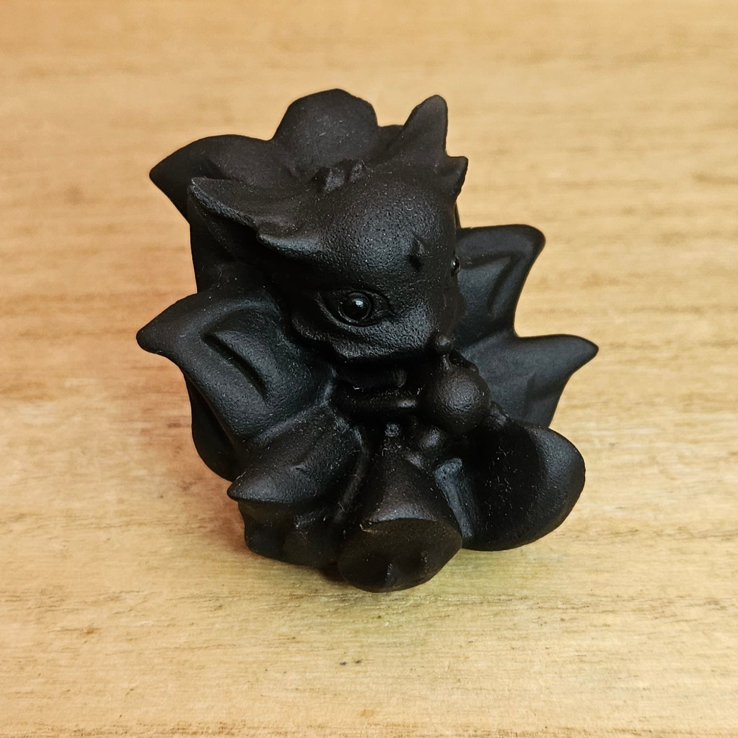 Obsidian Ninetail Fox Carving.
