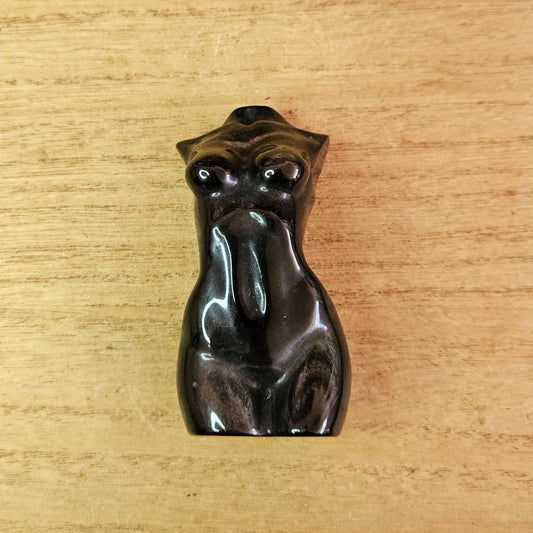 Silver Sheen Obsidian Lady Body Carving.